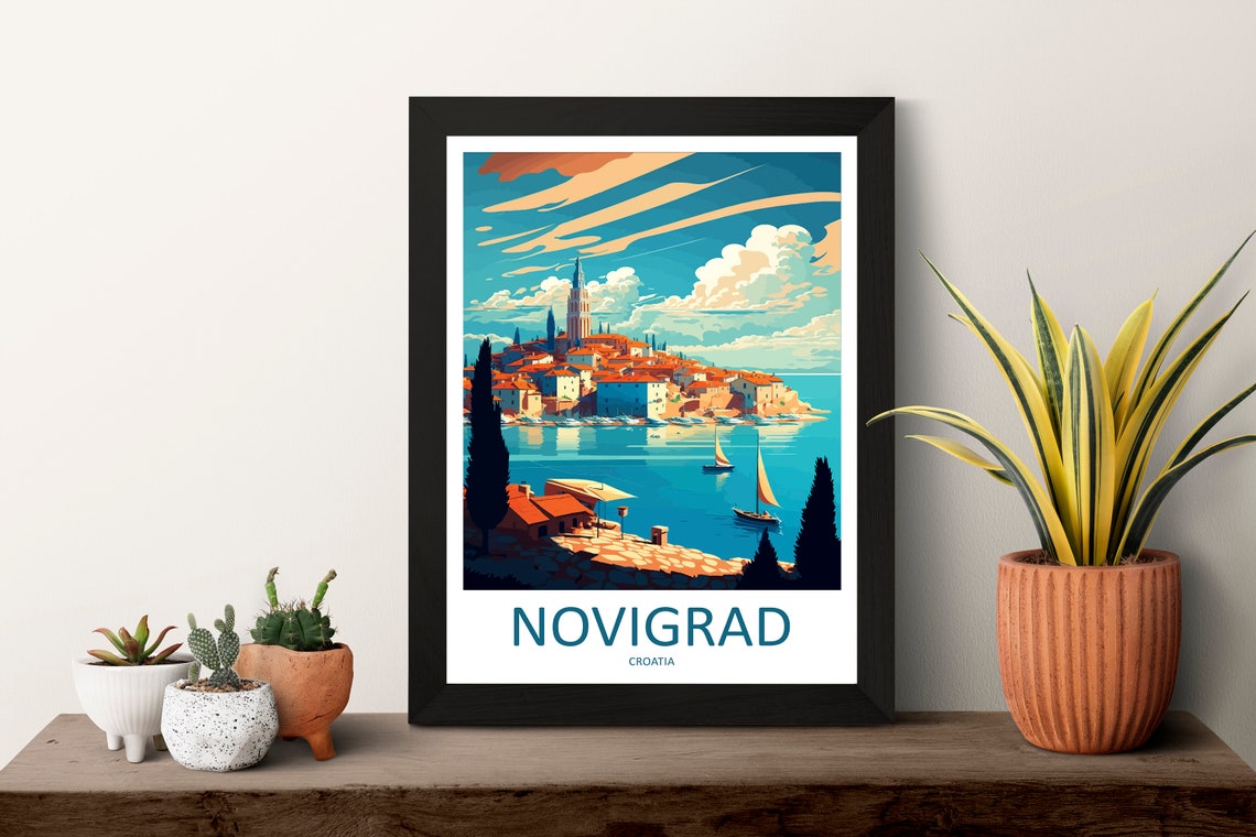 Novigrad Croatia Coastal Old Town Sailboats Travel Art Poster - Image 3