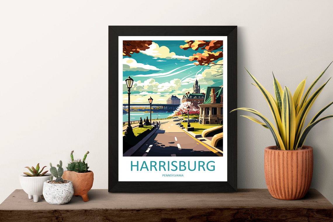 Harrisburg Travel Print Wall Art Harrisburg Wall Hanging Home Dcor Harrisburg Gift Art Lovers Pennsylvania Art Lover Travel Art - Image 3