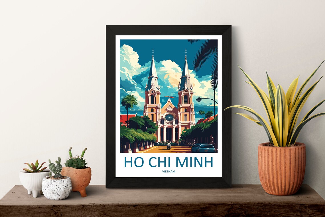 Ho Chi Minh Vietnam Notre Dame Cathedral Vintage Travel Poster Art - Image 3