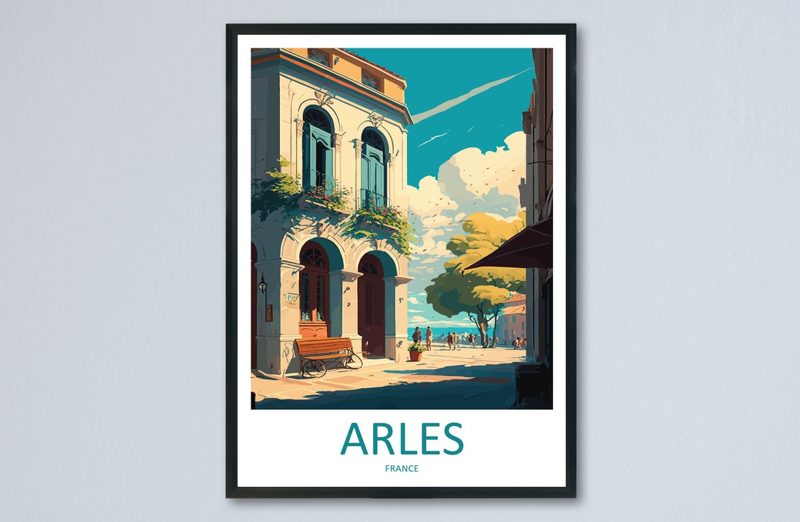 Arles France Sunny Street Corner Cafe Terrace Provence Day Poster