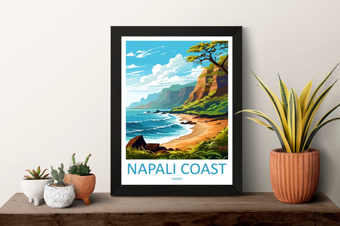 Napali Coast Travel Poster, Hawaii Wall Art - Image 3