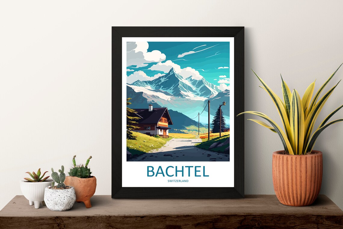 Bachtel Switzerland Alpine Chalet Snowy Mountain Meadow Poster - Image 3