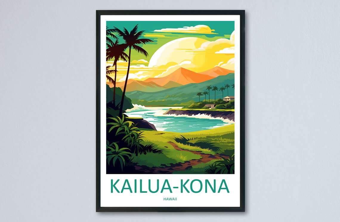 Kailuakona Travel Poster, Hawaii Wall Decor