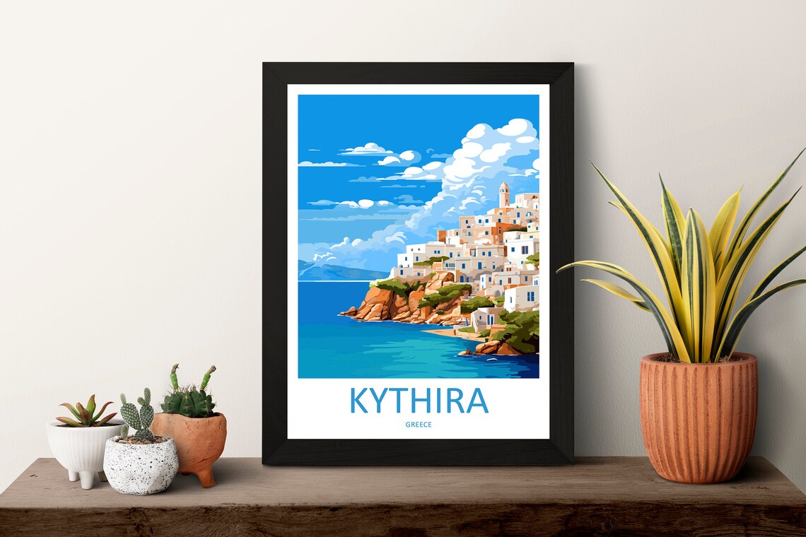 Kythira Greece Whitewashed Island Village Aegean Sea Travel Poster - Image 3