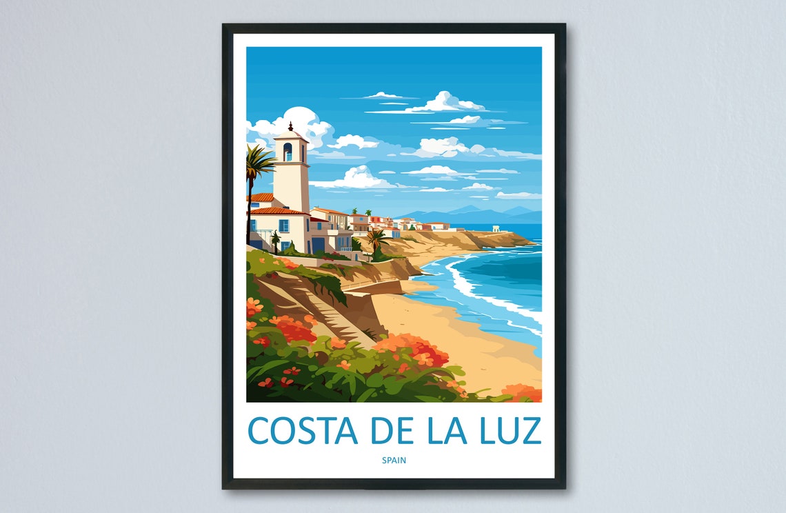 Costa de la Luz Spain Whitewashed Coastal Village Cliffs Poster