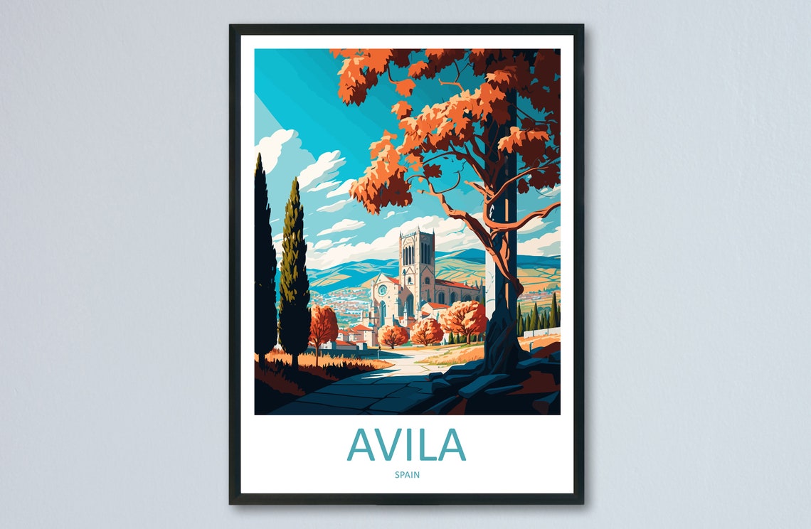Avila Spain Cathedral Autumn Landscape Minimalist Travel Poster