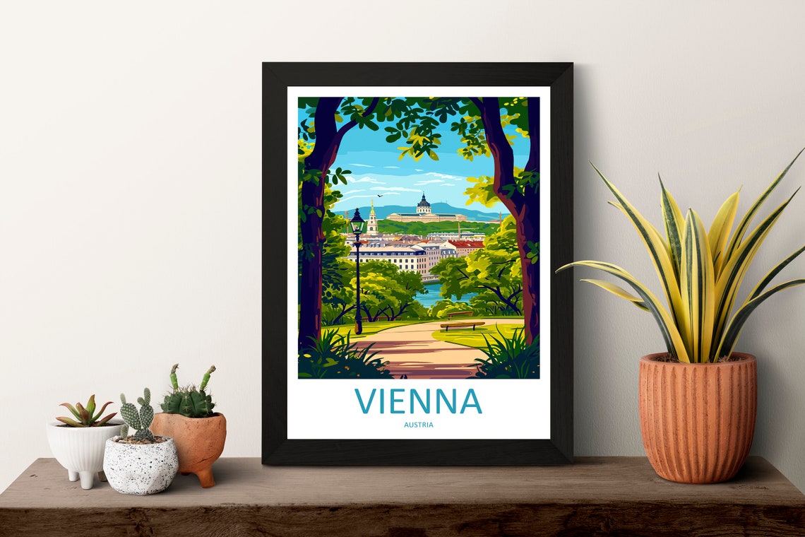 Vienna Austria City Park Skyline Spring Vintage Travel Poster - Image 3