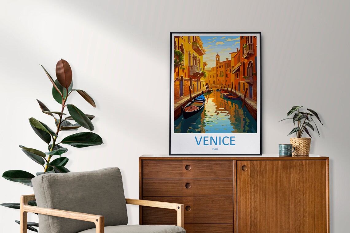 Venice Sunset Canal Gondolas Golden Hour Italy Travel Poster - Image 2