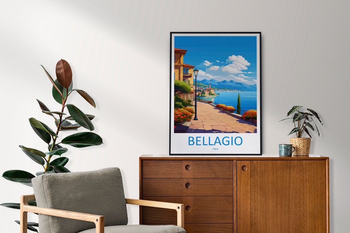Bellagio Italy Lake Como Lakeside Promenade Spring Travel Poster - Image 2