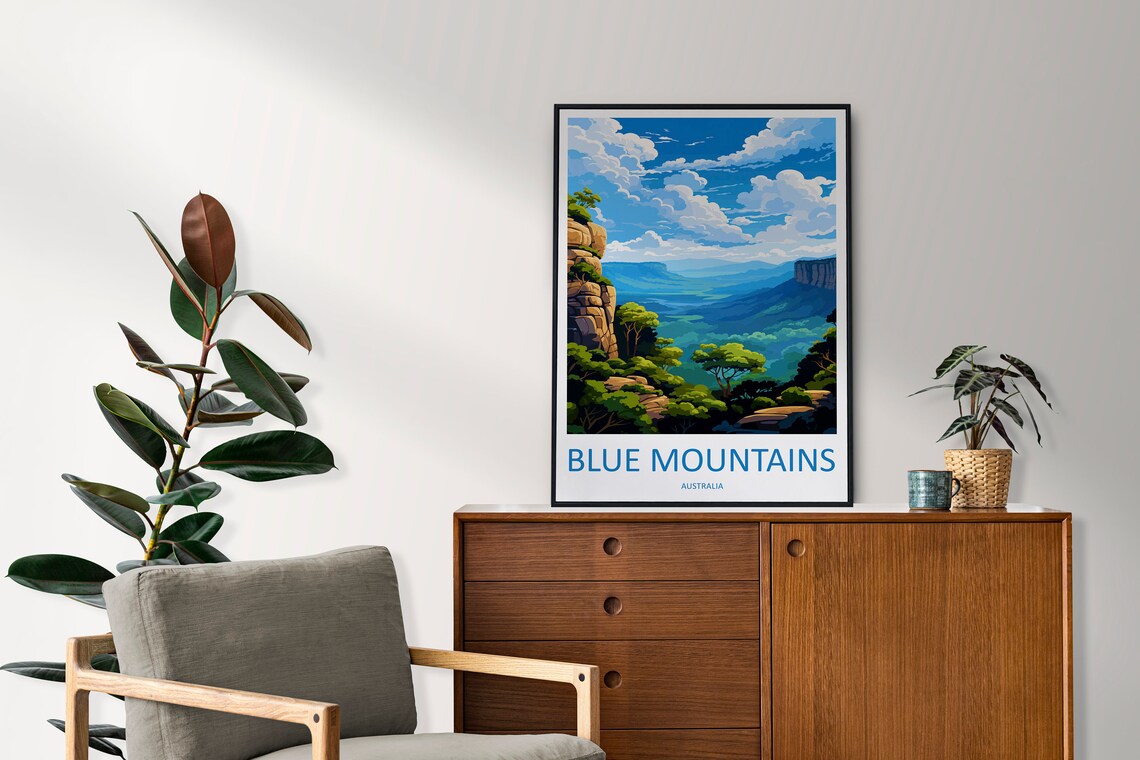 Blue Mountain Travel Poster, Australia Wall Art - Image 2
