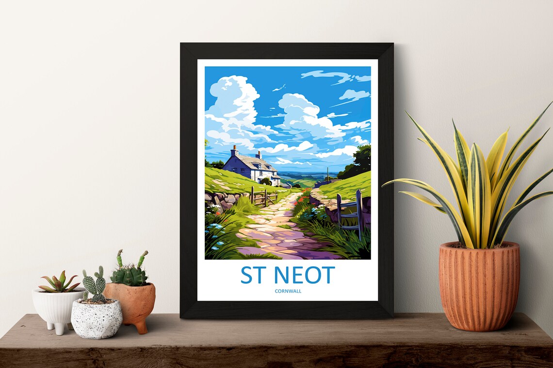 St Neot Travel Poster, Cornwall Place Print - Image 3