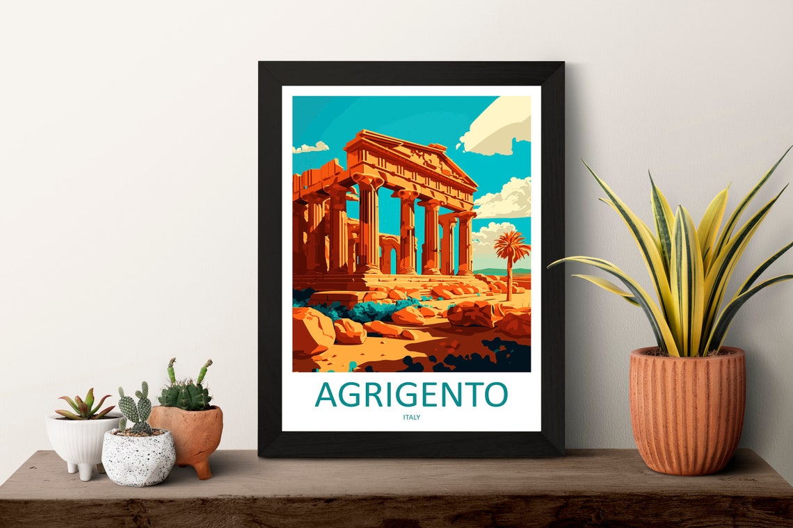 Agrigento Italy Ancient Greek Temple Ruins Travel Art Poster - Image 3