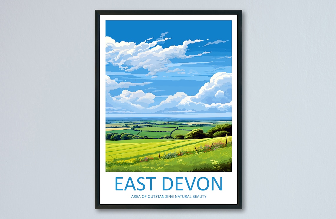 East Devon Travel Poster, AONB Home Decor