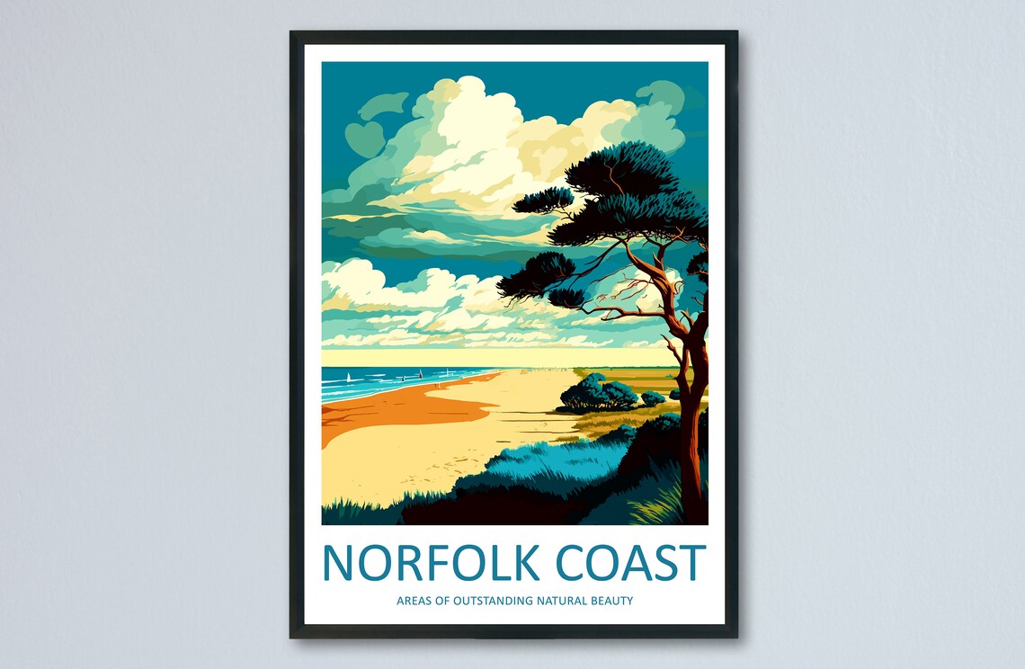 Norfolk Coast Travel Poster, Coastal Wall Decor