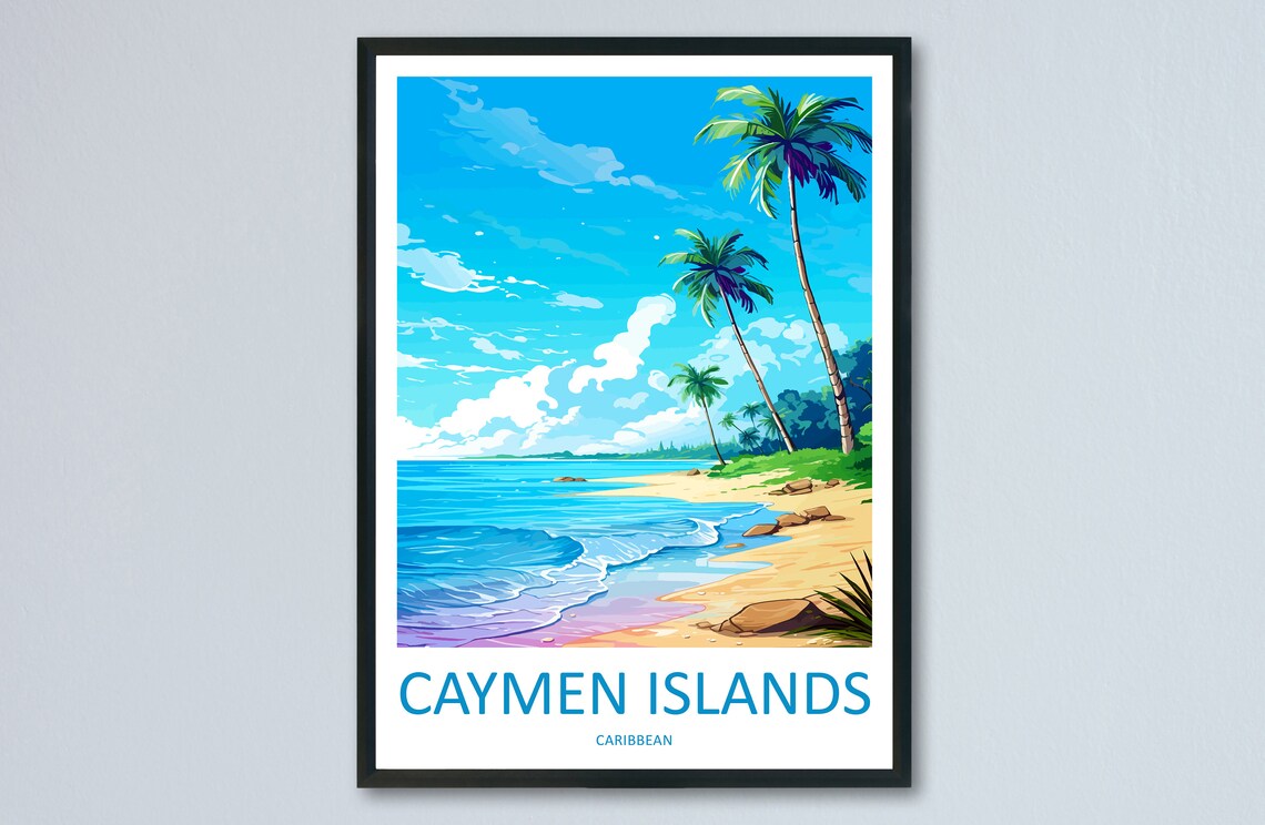 Cayman Islands Travel Print Wall Art Hanging Home Dcor Gift Lovers Caribbean