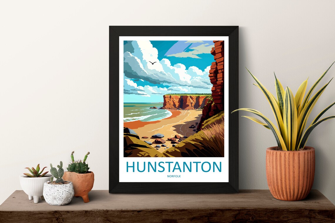 Hunstanton Cliffs Travel Poster, England Coastal View - Image 3