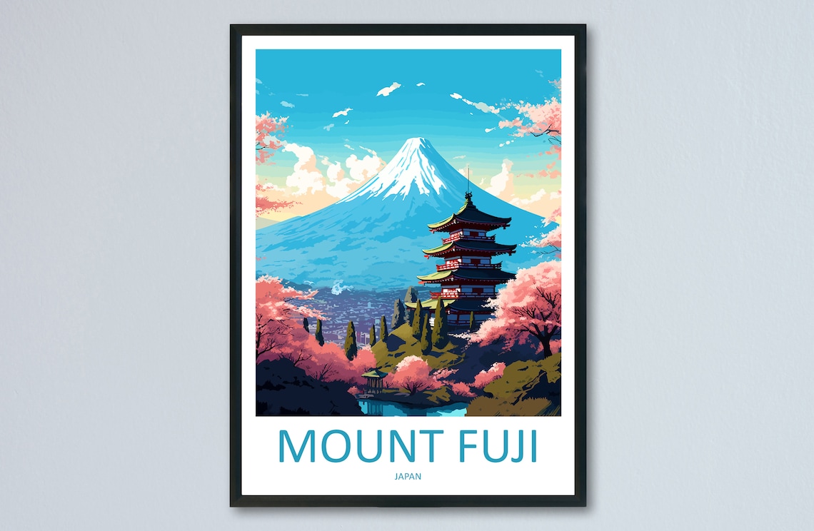 Mount Fuji Travel Poster, Japan Travel Decor