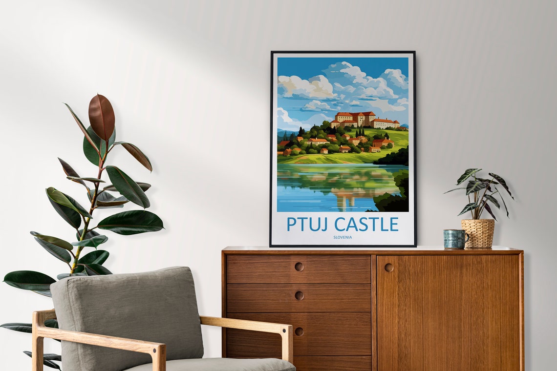 Ptuj Castle Slovenia Riverside Hilltop Town Reflection Poster - Image 2