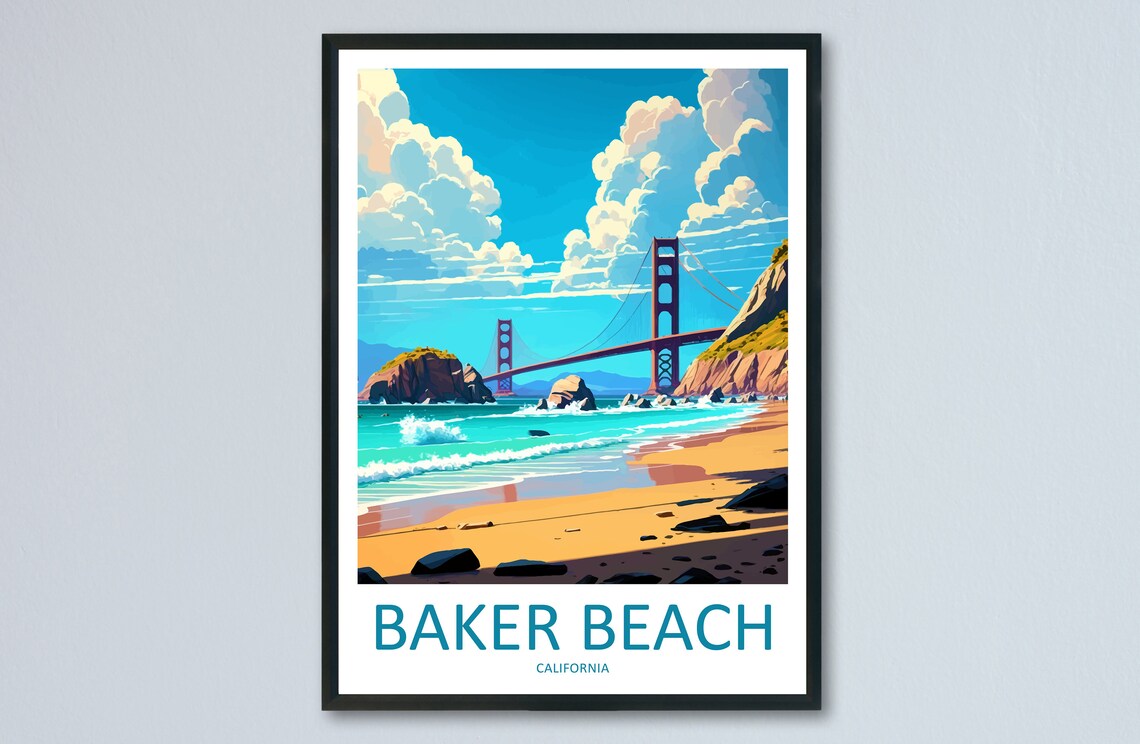 Baker Beach Golden Gate Bridge San Francisco Bay Travel Poster