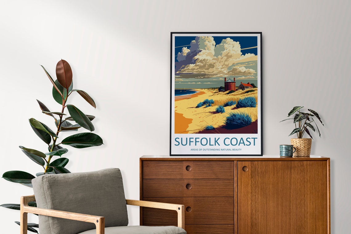 Suffolk Coast England Sandy Beach Dunes Ocean View Travel Poster - Image 2
