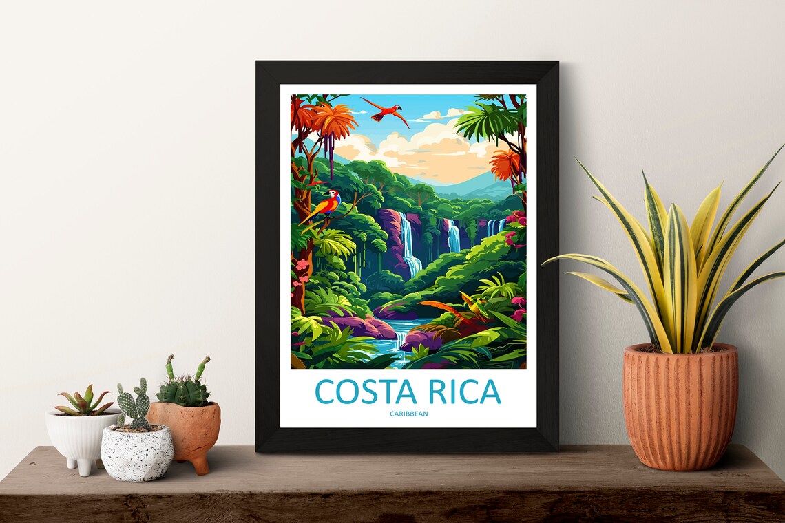 Costa Rica Travel Poster, Caribbean Travel Wall Art - Image 3