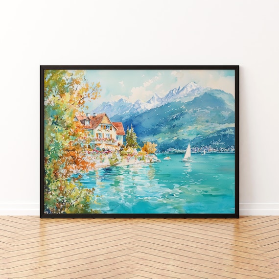 Annecy Watercolor Poster, France Travel Poster