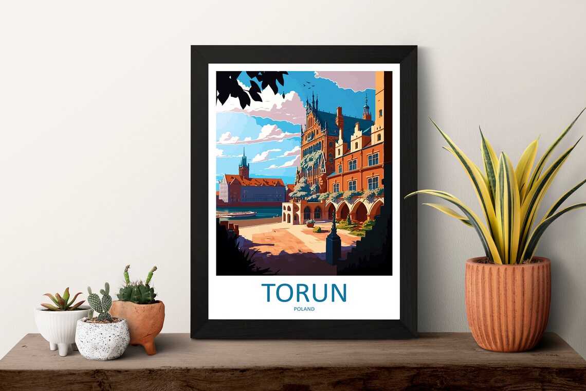 Torun Poland Old Town Gothic Brick Towers Courtyard Travel Poster - Image 3