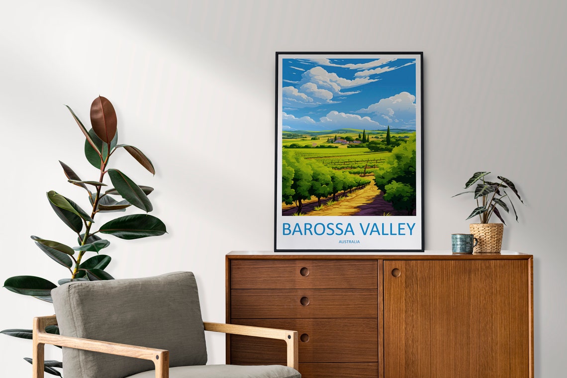 Barossa Valley Vineyard Rows Wine Country Australia Travel Poster - Image 2
