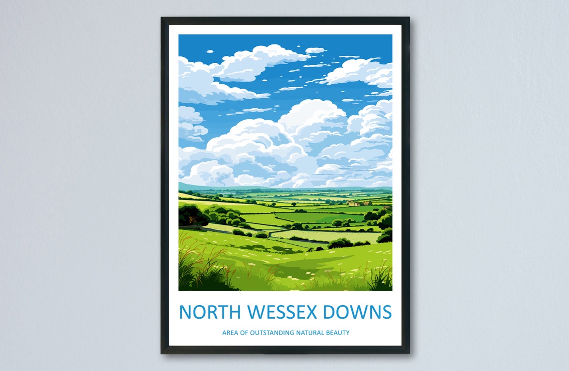 North Wessex Downs Patchwork Fields Vast Sky Panorama Travel Poster
