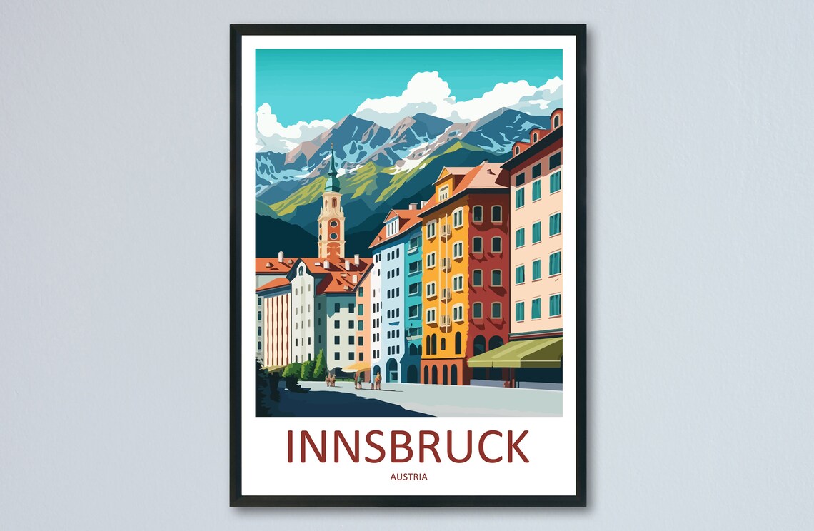 Innsbruck Travel Poster, Austria Home Decor