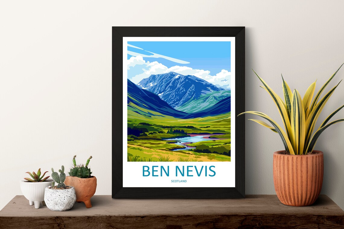 Majestic Ben Nevis Scotland Mountain Vintage Travel Art Poster - Image 3