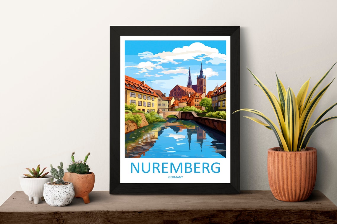 Nuremberg Old Town And River Reflections Germany Travel Poster - Image 3