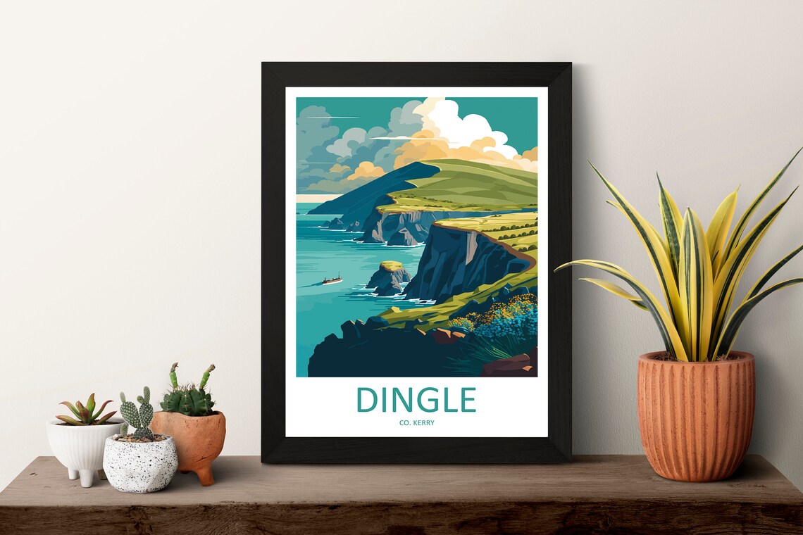 Dingle Peninsula Travel Poster, Ireland Landscape Art - Image 3