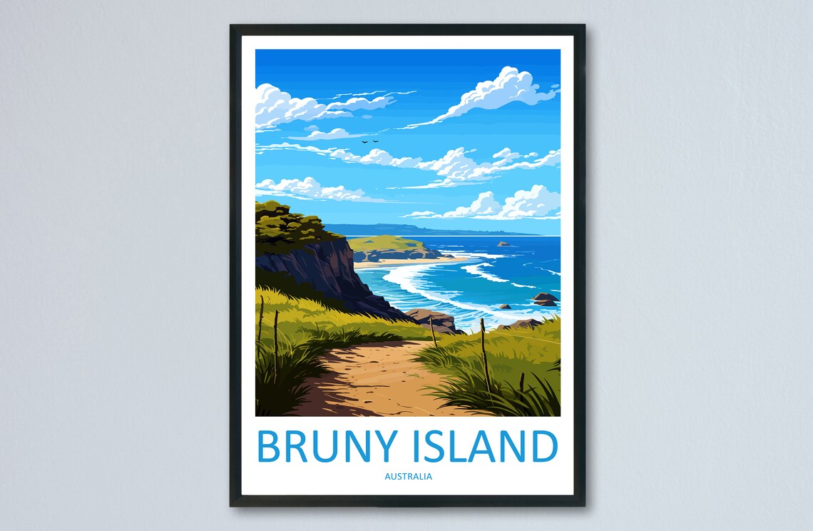 Bruny Island Sandy Coastal Track Leading to Rugged Ocean Cliffs Poster
