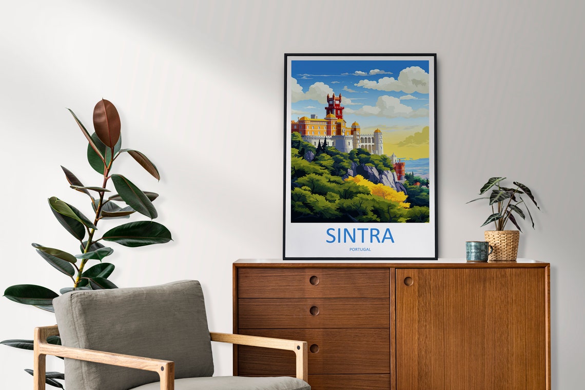 Sintra Portugal Pena Palace Hilltop Castle Golden Sunset Poster - Image 2