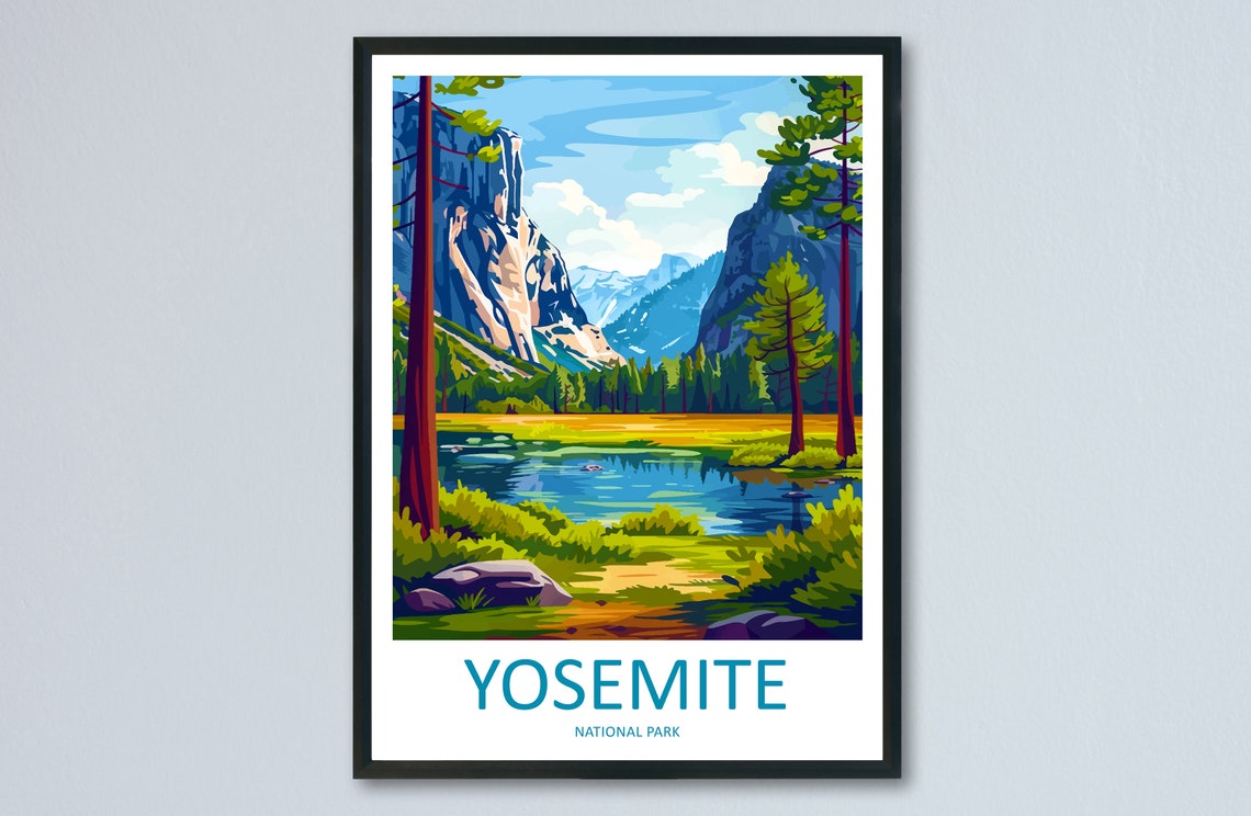 Yosemite National Park Merced River Valley Scenic Travel Poster