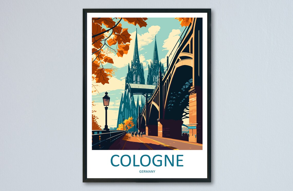 Cologne Travel Poster, Germany Wall Art Print