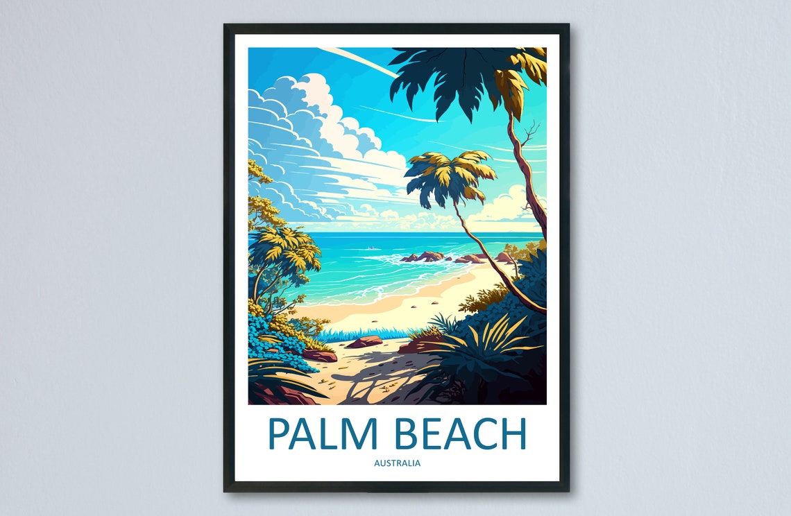 Palm Beach Australia Tropical Coastline Vintage Retro Travel Poster