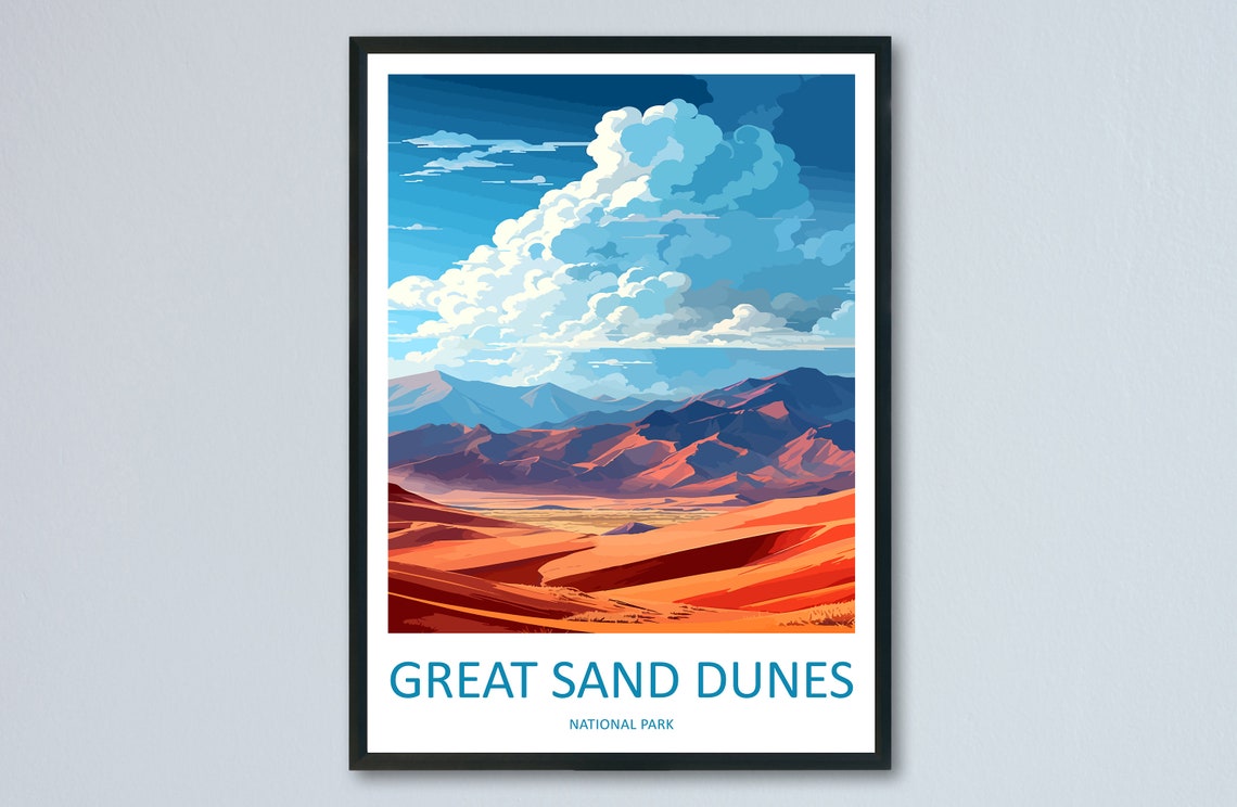 Great Sand Dunes National Park Desert Landscape Travel Poster