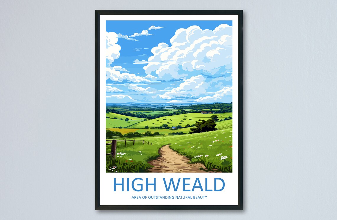 High Weald England Rolling Countryside Path Scenic Travel Poster