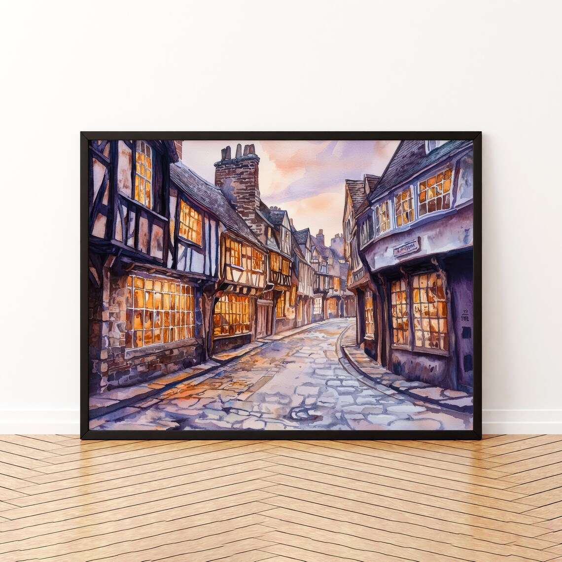 York England Watercolor Travel Poster, Historic City