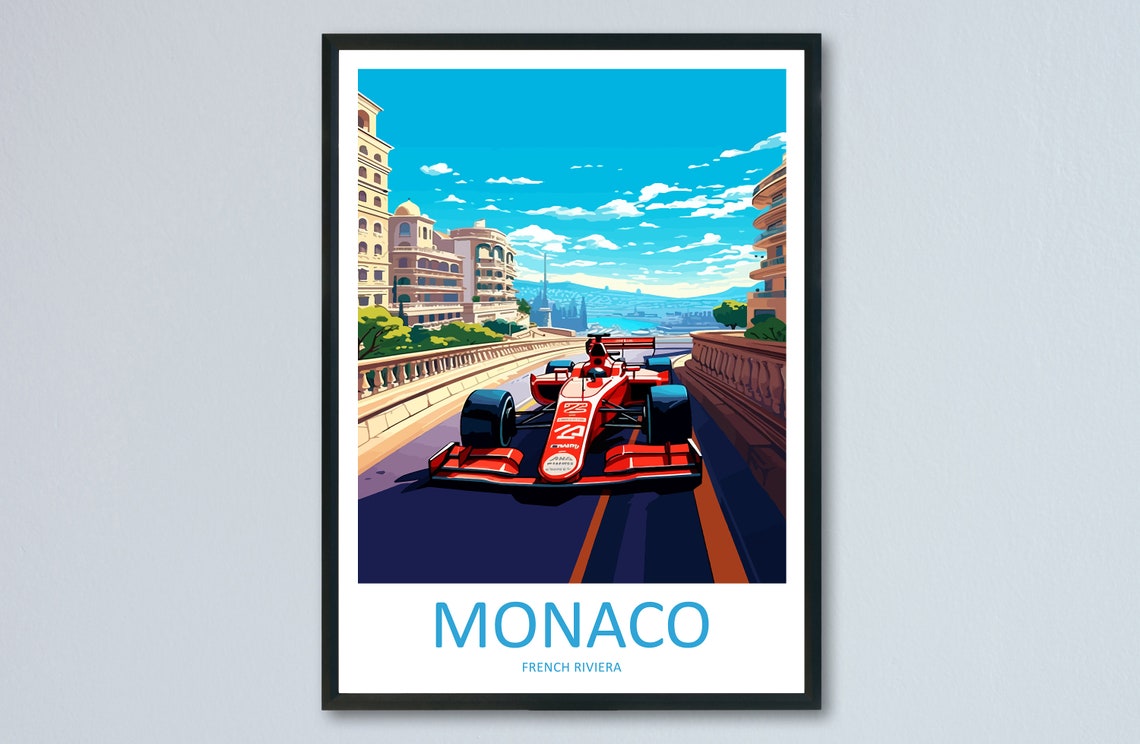 Monaco French Riviera Formula 1 Race Car Circuit Track Poster