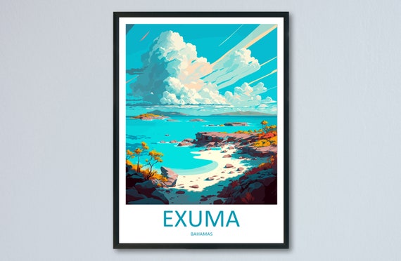 Exuma Travel Poster, Caribbean Travel Print