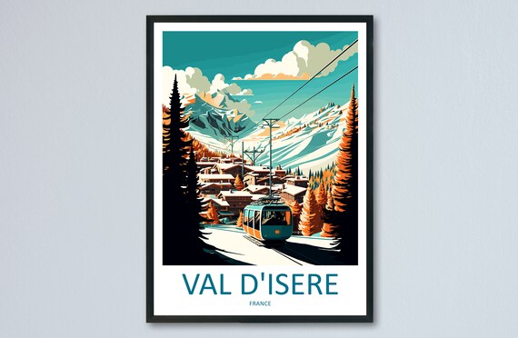 Val Disere Travel Poster, Ski Lover Decor