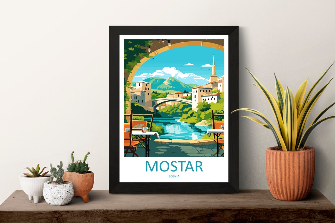 Mostar Travel Print Mostar Bosnia Home Dcor Mostar Art Print Herzegovina City Room Print For Stari Most Bridge Koski Mehmed Pasha Gift Art - Image 3