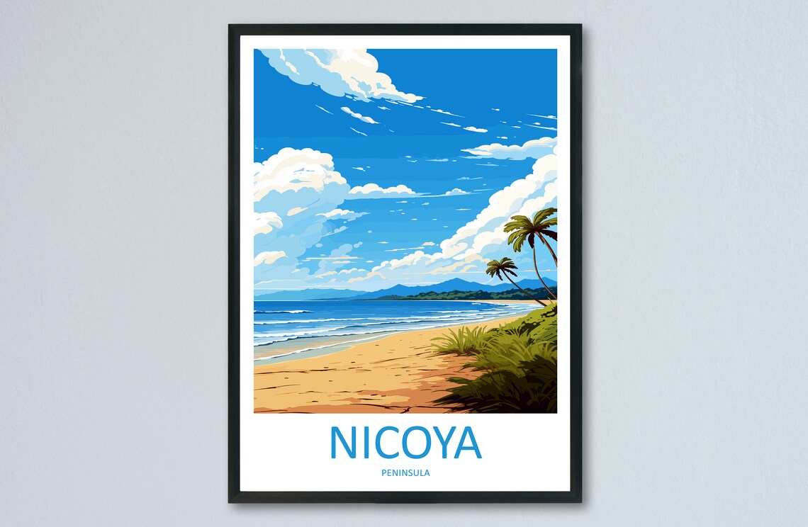 Nicoya Peninsula Costa Rica Sandy Beach Seascape Travel Poster