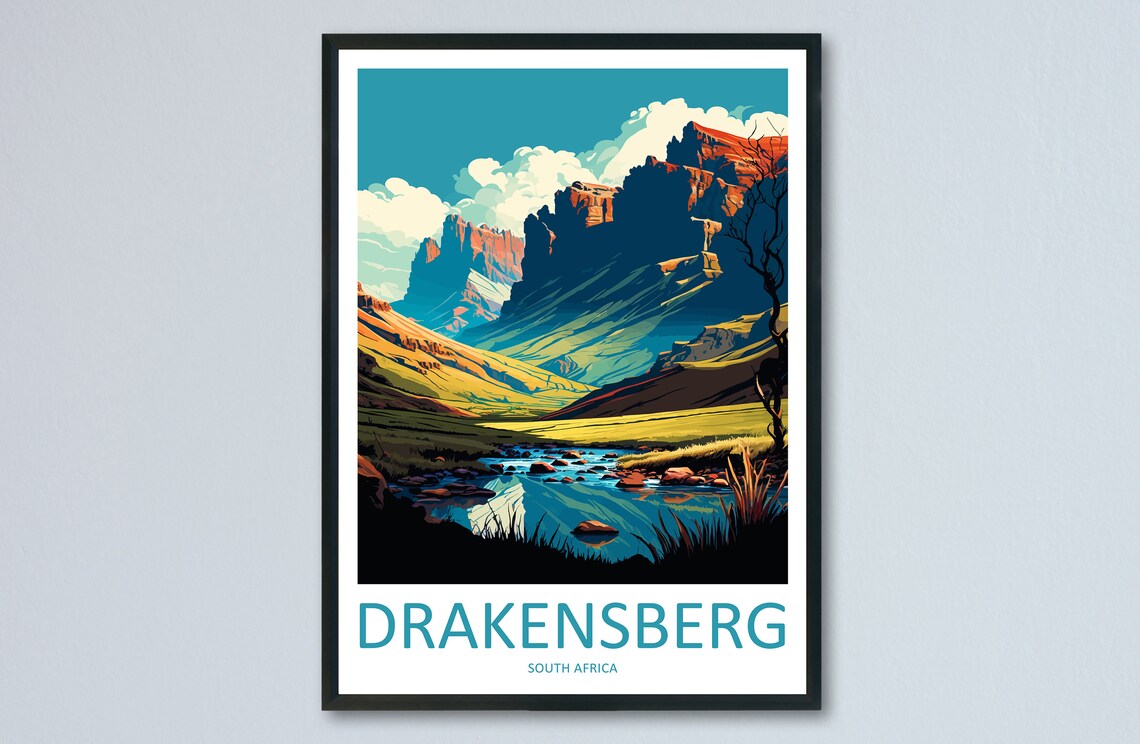 Drakensberg Travel Print, South Africa Wall Art