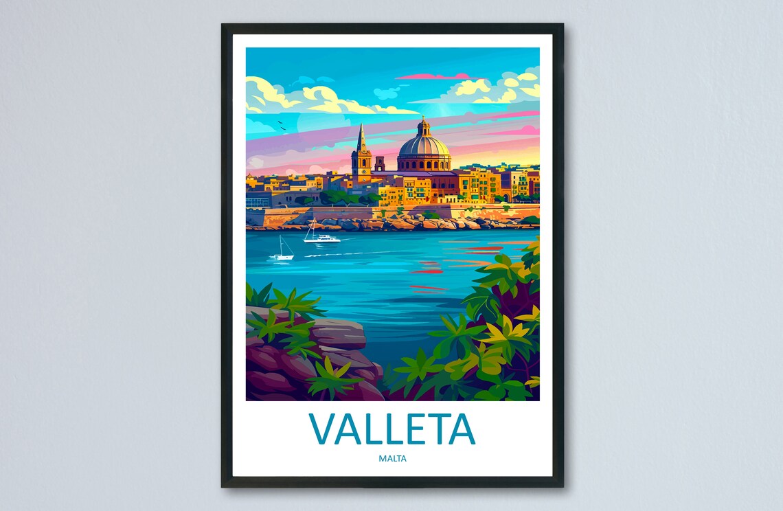 Valletta Travel Poster, Malta City Wall Art