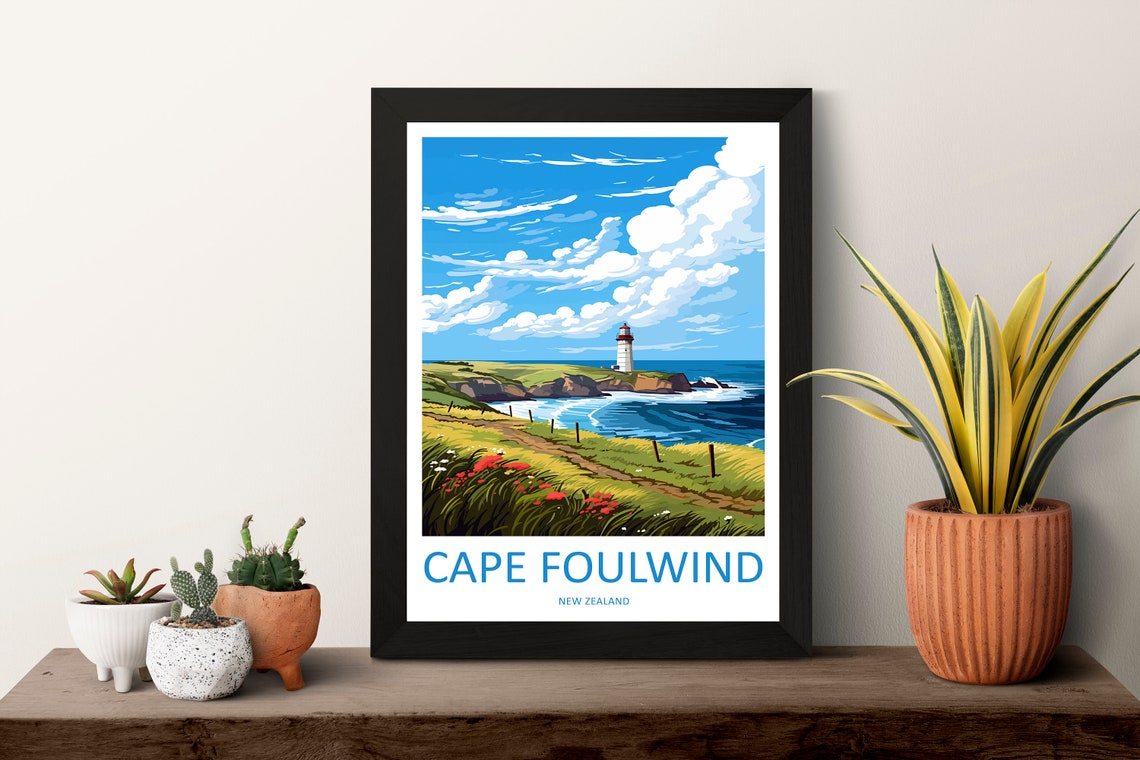 Cape Foulwind Travel Print Wall Art Cape Foulwind Wall Hanging Home Dcor Cape Cape Foulwind Gift Art Lovers New Zealand Travel Print - Image 3