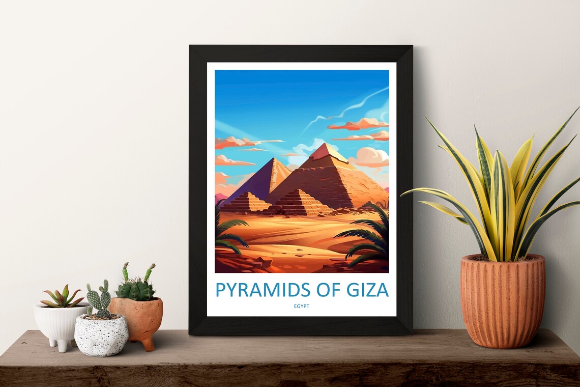 Pyramids Of Giza Egypt Under A Bright Blue Desert Sky Poster - Image 3